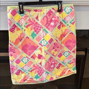 Lilly Pulitzer Pink, Green and Yellow Reversible Patterned Skirt